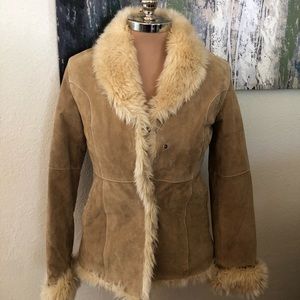 Wilsons Leather Tan Leather Suede Faux Fur Collar/Lining Jacket